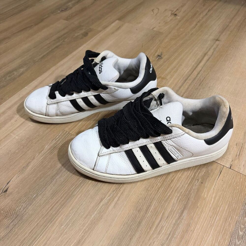 Adidas Campus White Black Sneakers 2009 Y2K Skate Aesthetic Sz M 10.5 Chunky